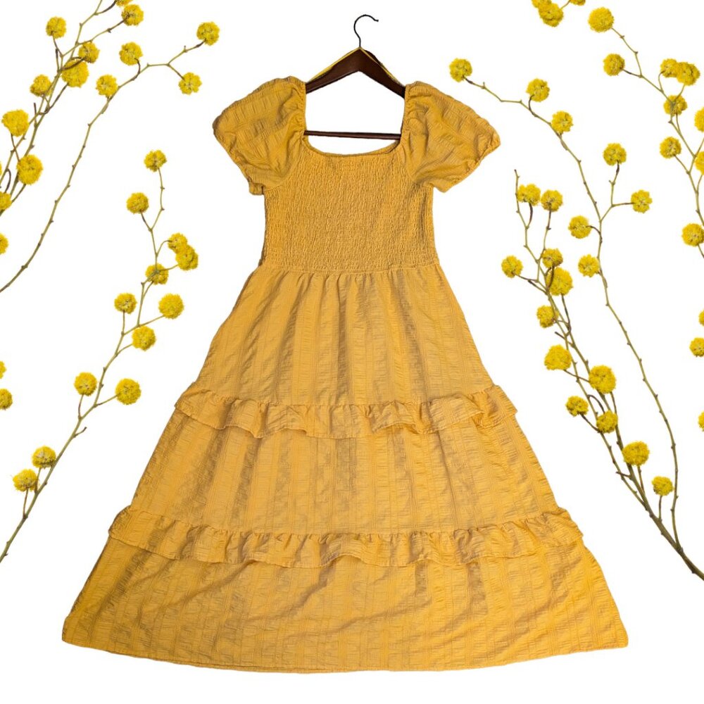 Tiered Ruffle Dress with Puff Sleeves